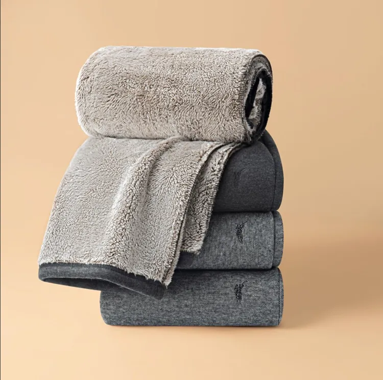 绵羊绒+羽貂绒男士休闲裤长裤高腰防风冬季休闲裤裤子保暖裤加绒