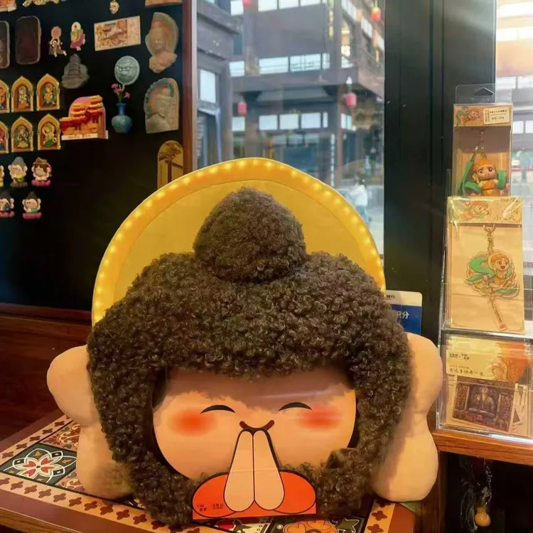 大同文创佛头帽山西佛光普照造型头套佛头帽耳朵吱吱响文创礼物