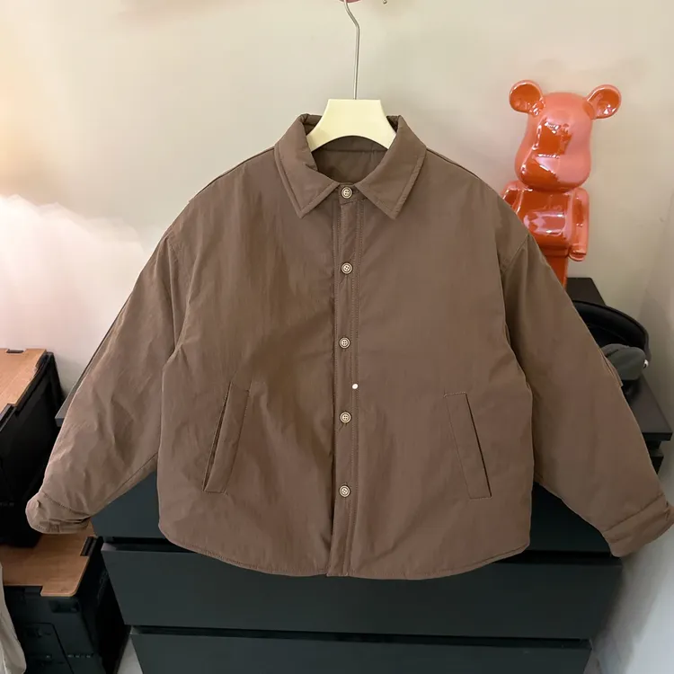 女童深秋轻薄夹棉棉服2025新款秋冬加厚二棉洋气纯色绗棉外套保暖
