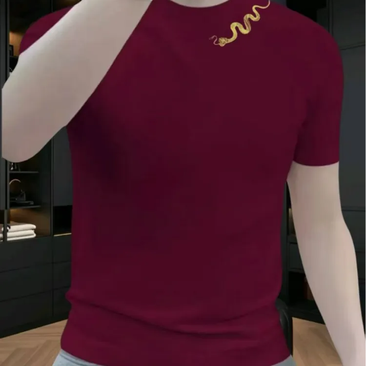 2025夏季新款美式街头高级帅气大码百搭圆领印花男士短袖纯棉T恤