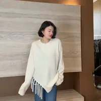 TANTAN 厚款百搭时尚不规则下摆静奢风针织衫3252