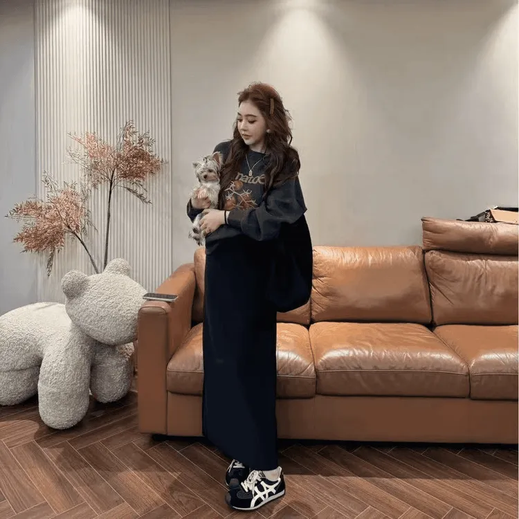 2025秋冬季套装女宽松显瘦圆领设计双面磨毛减龄小番茄卫衣两件套