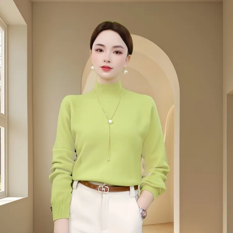 一件过冬加厚百搭显瘦半高领气质针织打底衫半高领毛衣
