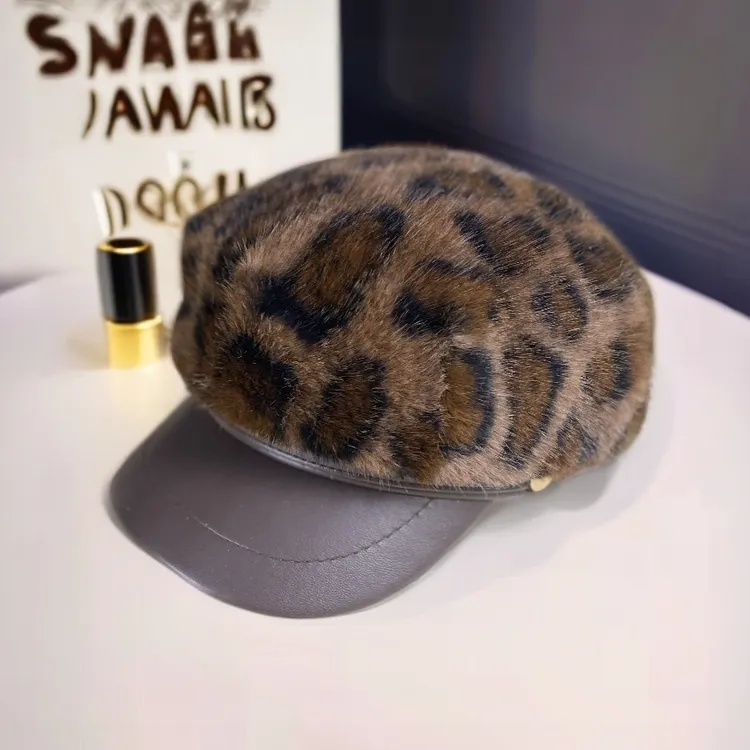 【行走的时尚】搭配神器时尚百搭潮流豹纹鸭舌帽八角帽显脸小大头围