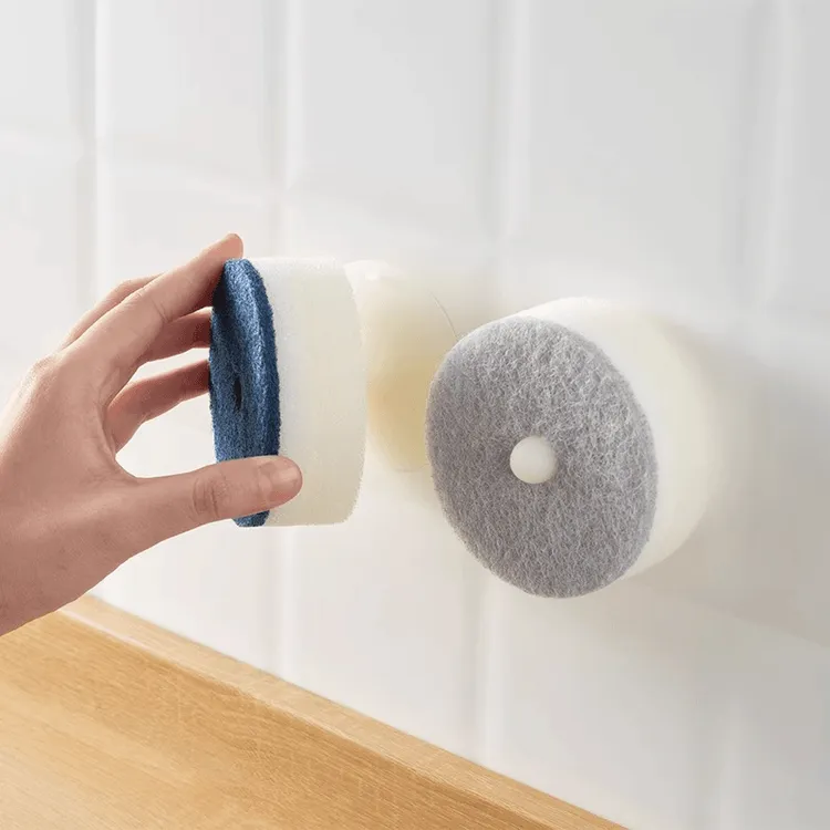 日式洗碗海绵吸盘清洁垫排水海绵擦拭厨房圆形双面去污锅刷神器