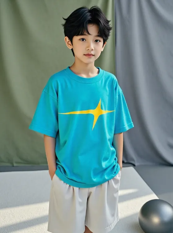 OAOH男童夏季新款星星潮牌简约短袖T5886日韩版中大儿童服装 