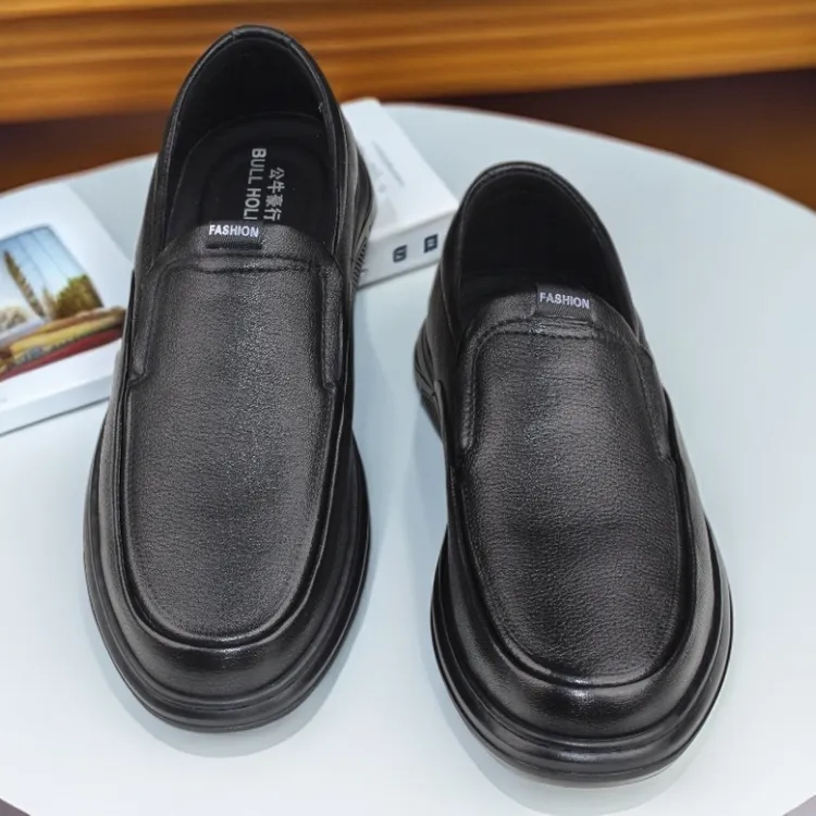 二哥2025全真皮头层羊皮软底舒适时尚百搭英伦风德比爸爸鞋9350