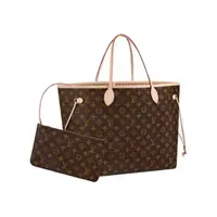 99新 LouisVuitton/路易威登 neverfull米色/玫红内里