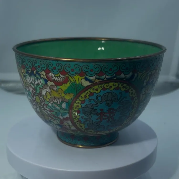 景泰花卉碗器型完整无伤