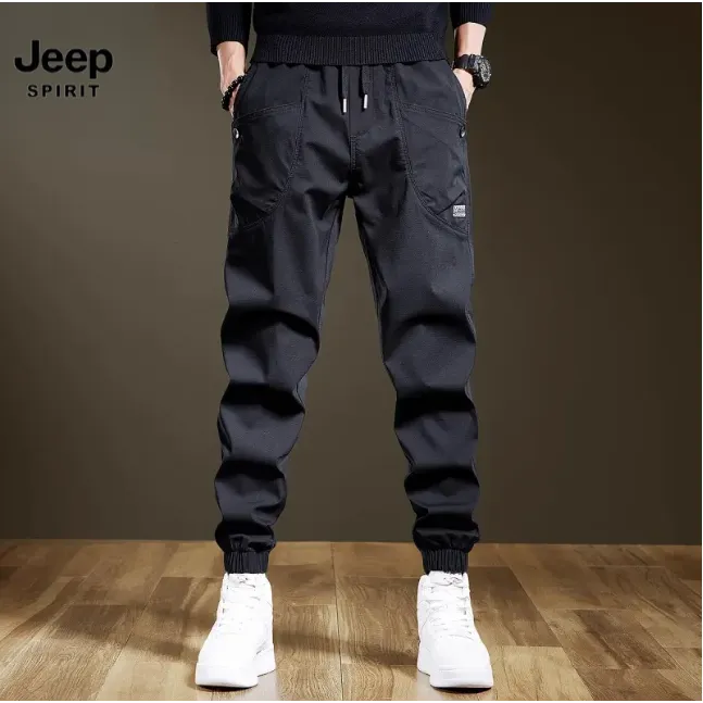 JEEPSPIRIT吉普男士束脚休闲裤潮牌秋季新款美式休闲裤百搭长裤子