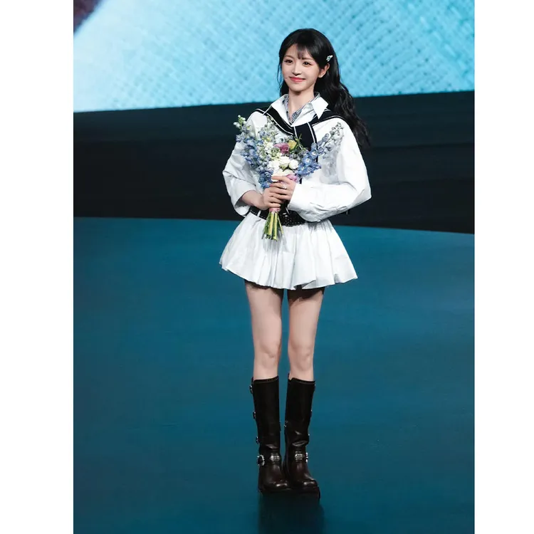 【田曦薇同款】学院风白色格纹假两件衬衫连衣裙女百搭显瘦短裤套装