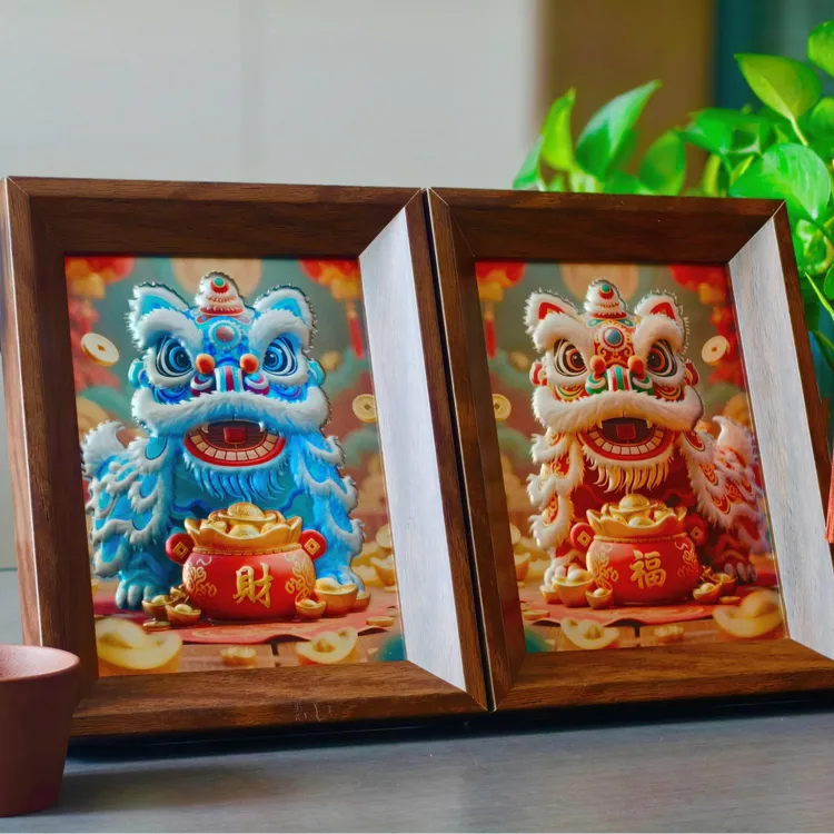 醒狮3D立体金属浮雕装饰画创意桌摆客厅桌面摆件电视柜玄关礼品