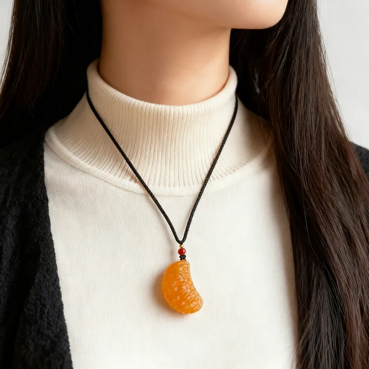 寿山石田黄石原创高端文玩手工橘子吊坠挂件项链小配件珠宝首饰品