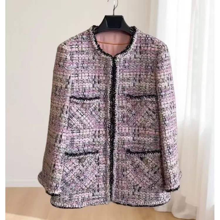 YSJ【紫宝 】纯正C款御用高定手工坊手钩珠边经典香风外套