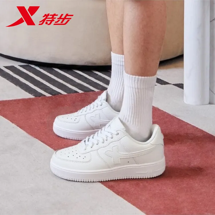 【空军一号】特步小白鞋情侣低帮板鞋动休闲鞋春季学生百搭运动鞋