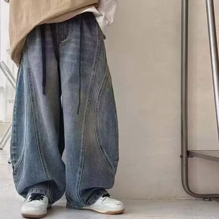 男童裤子秋季2025新款女童牛仔裤秋冬款百搭儿童弯刀裤男孩阔腿裤