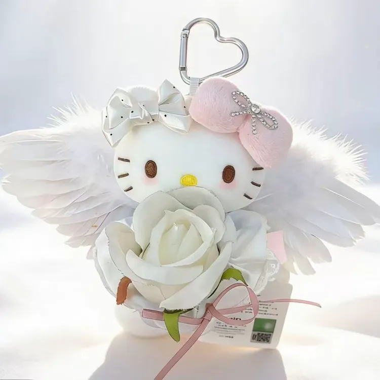 【送礼品袋】正版三丽鸥hellokitty玫瑰天使情人节礼物毛绒挂件