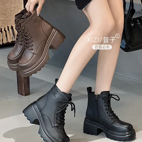 昔子2126短靴马丁靴短靴棉靴时装靴时尚厚底高跟真皮秋冬圆头爆款