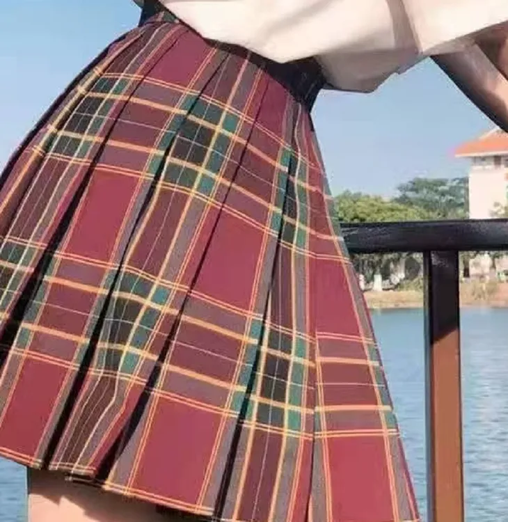 日系百褶短裙裙制服新款学院风学生校供英伦格纹格子格裙