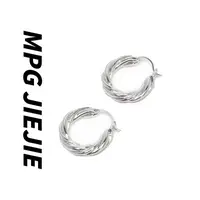 非金属树脂耳饰 MPG JIEJIE【麻花】耳环百搭小众素简约法式圈