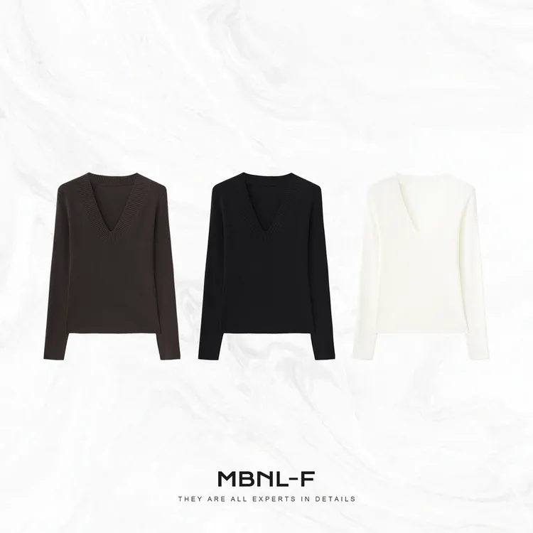 MBNL-F“经典V领” 丝光羊毛重工定织质感长袖打底 秦磊XM-XSY2575