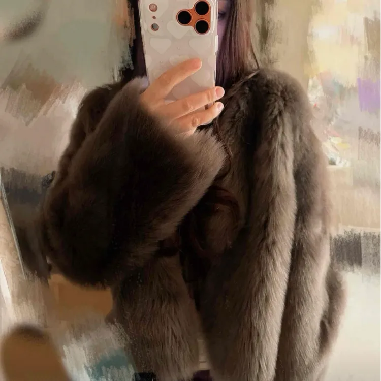 野兽家南岛诗篇直毛松果褐色短款托斯卡纳皮毛一体冬海宁皮草外套
