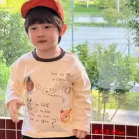 儿童男童秋季服装潮牌卡通长袖T恤中小童春秋装休闲拼接上衣女童