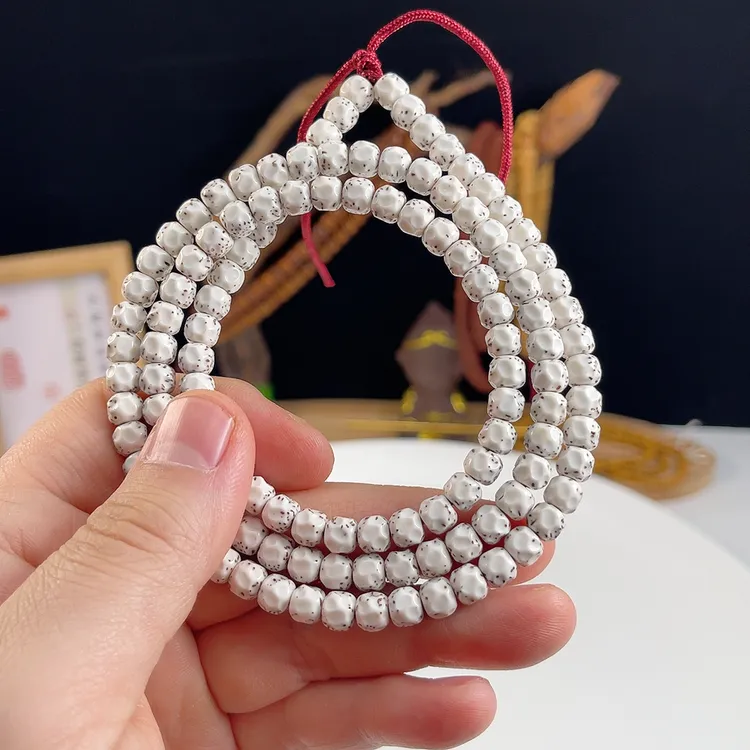 大留白原生态顺白海南7*6mm桶珠斜面无相文玩长串108男女时尚款