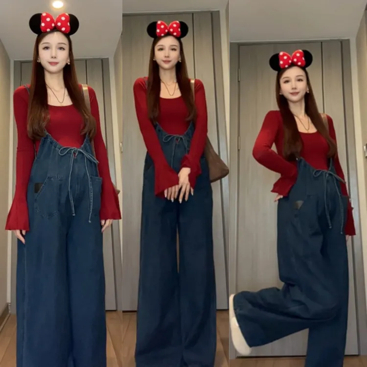 双面穿孕妇背带裤2025洋气时尚多巴胺黄色上衣减龄网红孕期穿搭