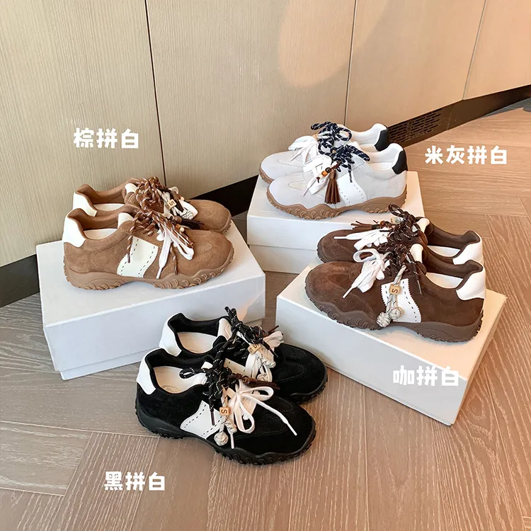 苏茵茵~8cm内增高月牙厚底鸳鸯鞋带运动休闲鞋女德训鞋E5119001