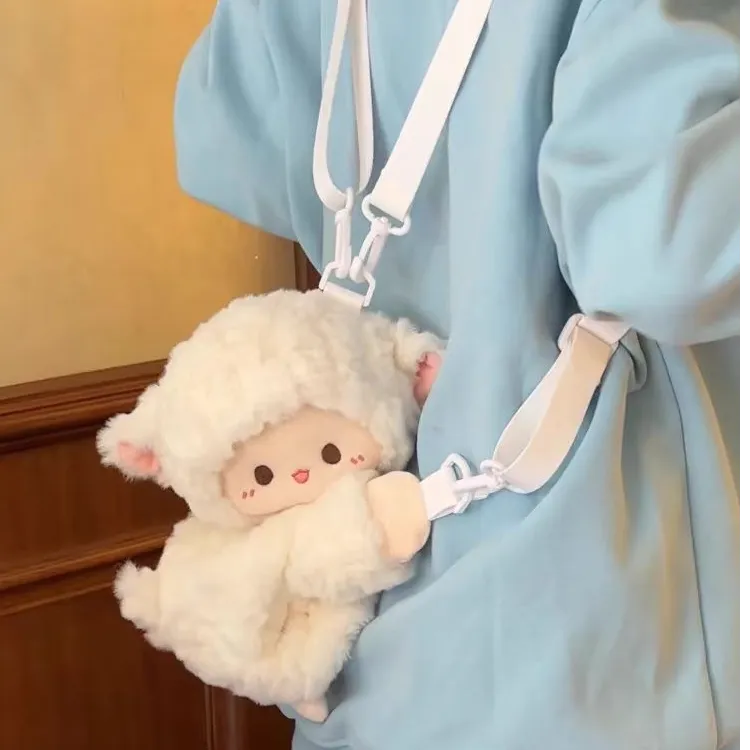 小羊趴趴包斜挎双肩包毛绒玩具小羊单肩包软萌ins休闲公主少女包