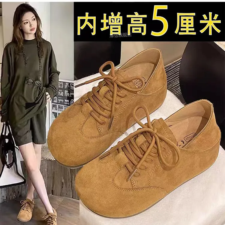 厚底复古内增高两穿勃肯鞋女踩脚单鞋2025新款秋德训鞋乐福豆豆鞋