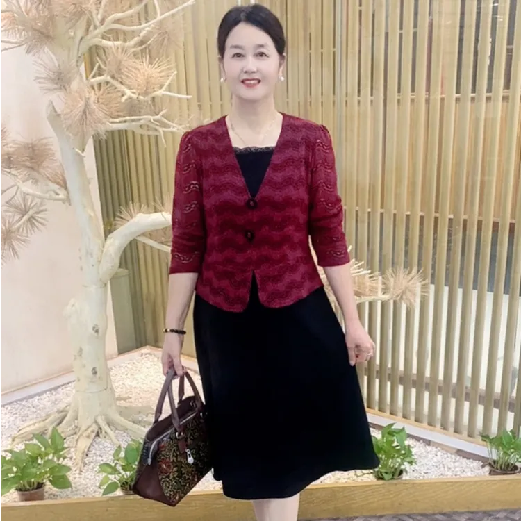 秋季时尚洋气妈妈装显瘦百搭减龄气质遮肚大码中长款拼接连衣裙