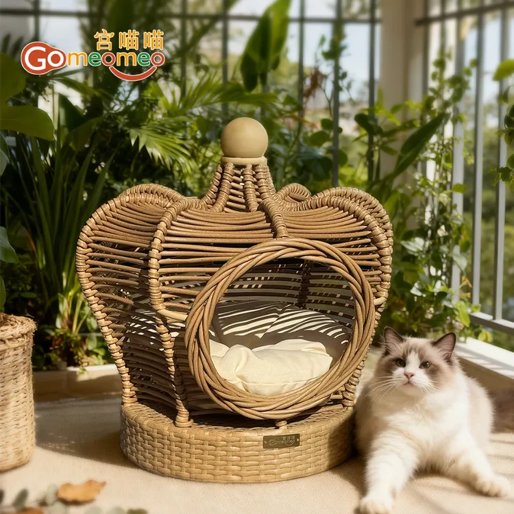 宫喵喵皇冠藤编猫窝狗窝猫爬架四季通用包裹式夏季冬季保暖冬款