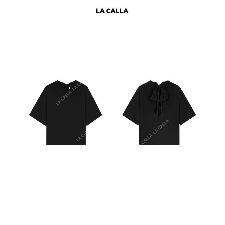 LA CALLA飘带T圆领极简T恤OY-M-5365