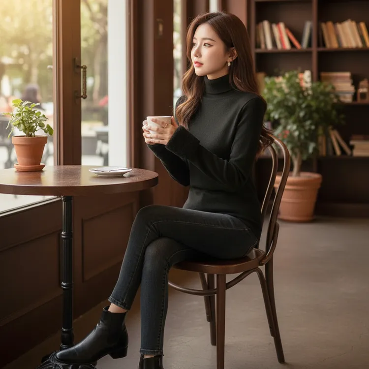 加绒加厚一体绒半高领毛衣女秋冬新款内搭长袖打底针织衫保暖上衣