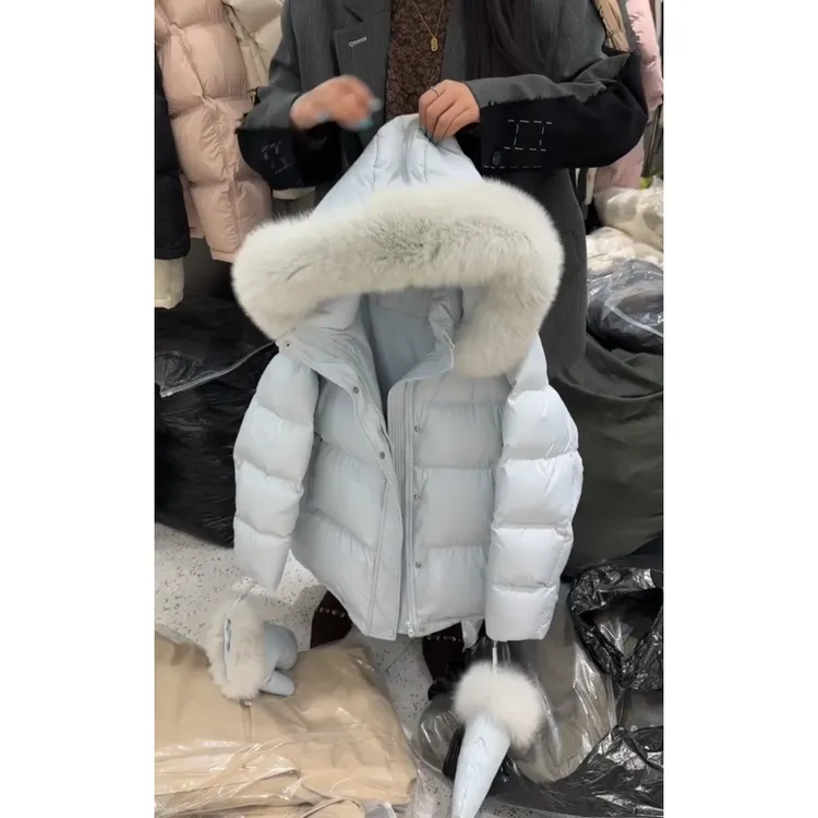 MARIE.COCO韩系千金风毛领气质加厚棉服外套搭毛毛保暖手套冬季装