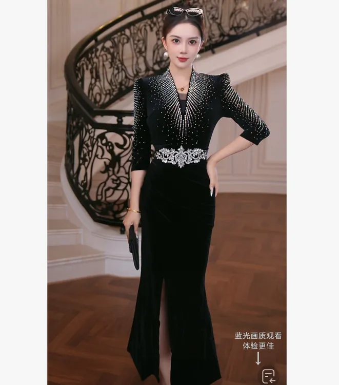 FNN【魅力女王】2025新款时尚洋气百搭女装高贵气质连衣裙F2530490