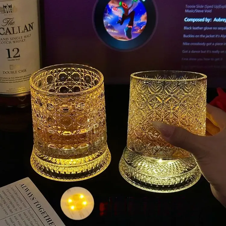 轻奢高档威士忌酒杯旋转杯洋酒杯水晶玻璃家用古典旋转啤酒杯子