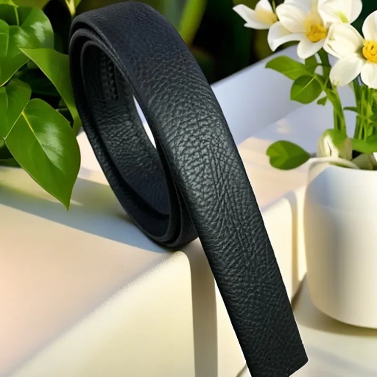 库奇世家真皮皮带带身头层牛皮男士自动扣腰带带身黑色3、5厘米