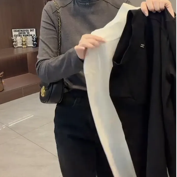 新款立领长袖小衫打底衫修身显瘦时尚百搭新款式秋冬新款休闲风女