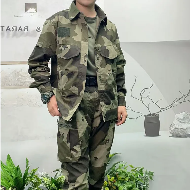 【直筒裤口】夏季弹力防撕裂耐磨多口袋迷彩男女户外休闲战术套装