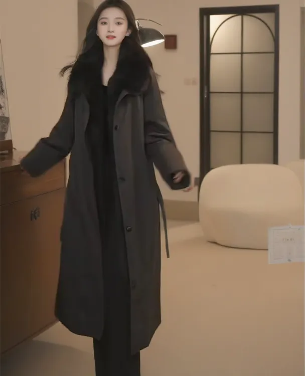 2025秋冬季新款派克服外套女长款加绒加厚保暖宽松气质韩版