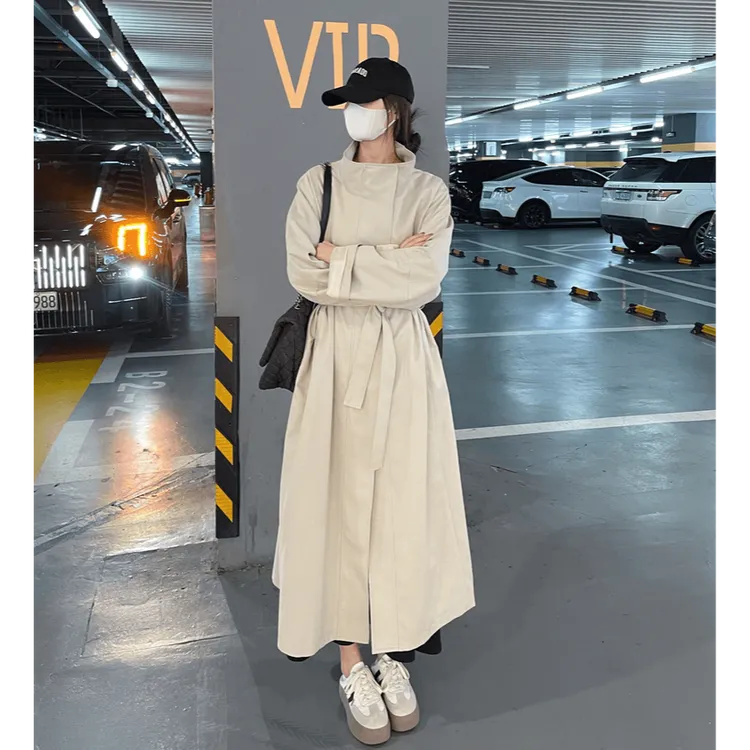 秋季新款慵懒风宽松风衣外套女新款高级垂感休闲中长款大衣