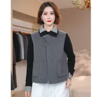 【熹垚】2025双面气质韩版宽松百搭圆领两粒扣马甲外套女25008