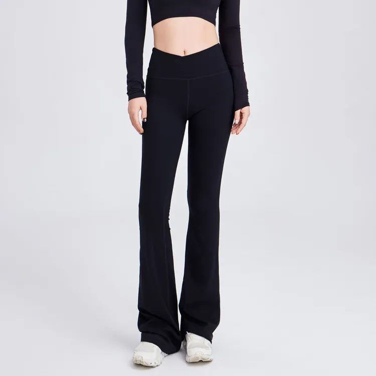 OM WAVE斜腰提臀显瘦运动健身微喇叭弹力普拉提外穿修身瑜伽裤