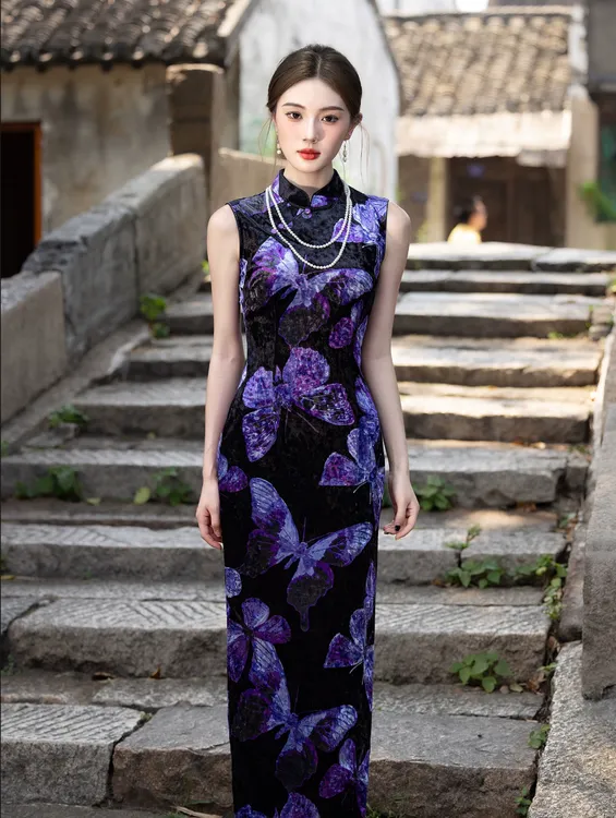 【蝴蝶】秋款新品新中式改良旗袍2025年轻款连衣裙气质高端修身国风