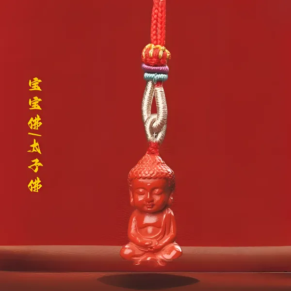 含辰砂工艺品福气、健康与平安【宝宝佛 朱砂吊坠】一生顺遂
