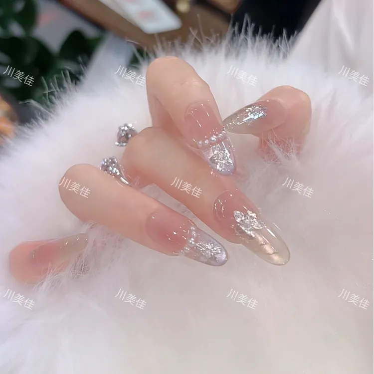 川美佳《冰境花语》高级温柔金紫猫眼富贵花纯手工穿戴甲