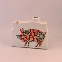 九谷烧 小花猪长方花瓶摆件